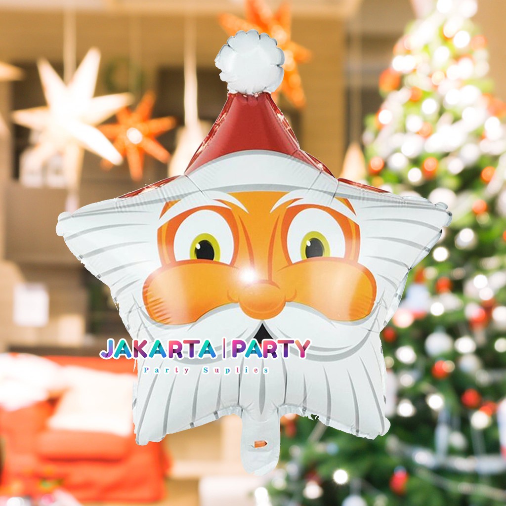 Balon Foil Natal / Balon Merry Christmas / Balon Foil Bintang Santa #1