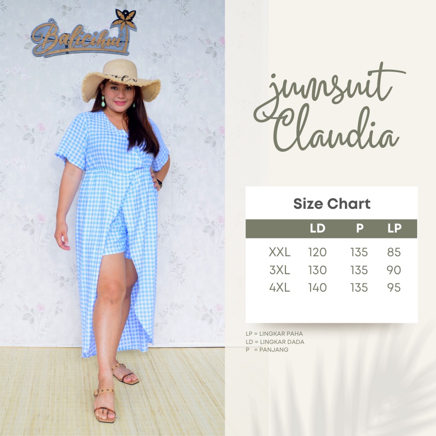 Balicihui Jumpsuit Claudia Jumpsuit Jumbo Big Size Plus Size Jumpsuit Wanita Overall