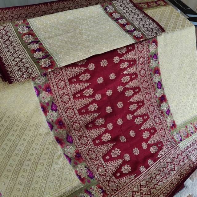 Songket sutra asli tenun tangan Palembang 3D Cristal Berlian