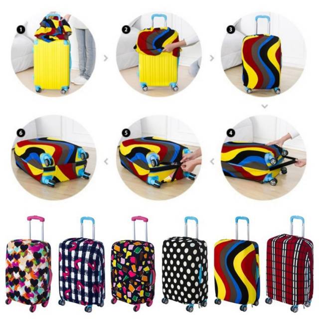 Sarung Pelindung Koper Kain Bagus Motif Elastis Size L & XL