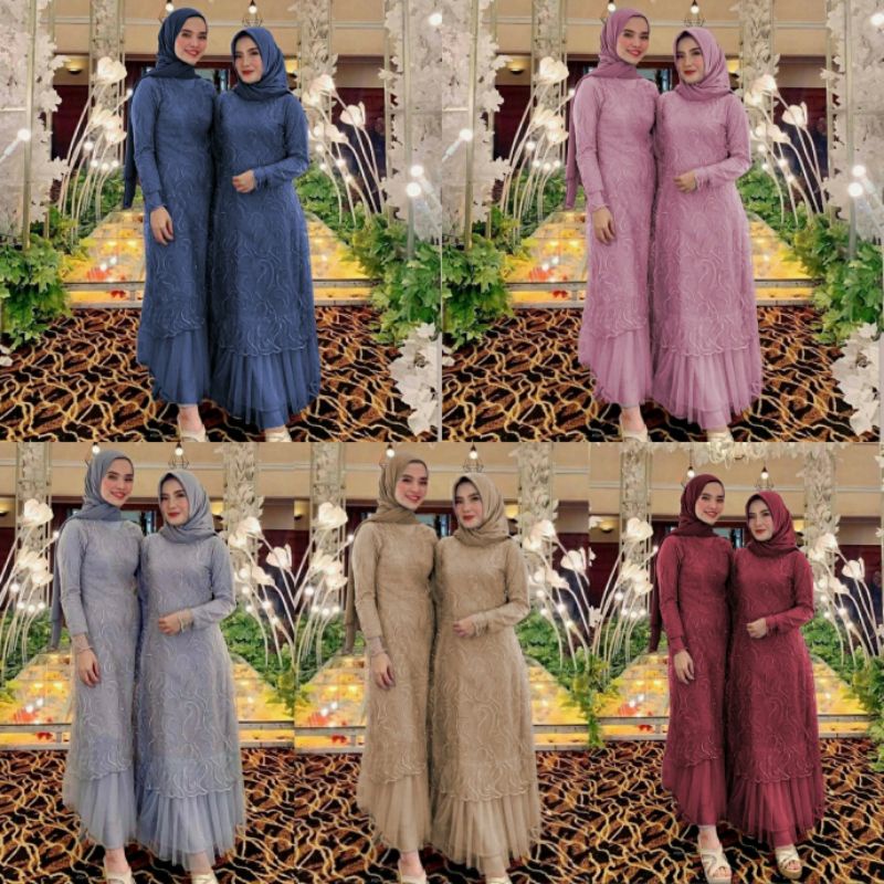 Gamis Brukat Terbaru 2021mewah Dress Pesta Kondangan Elegan Mewah Terbaru 2022 Baju Brukat Wanita Te
