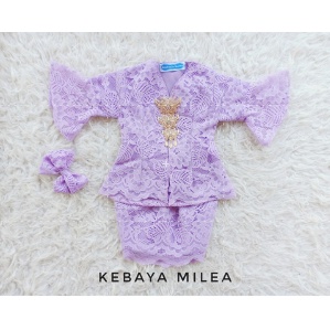 Kebaya Milea/Setelan Kebaya Brukat Wanita Warna Ungu Muda