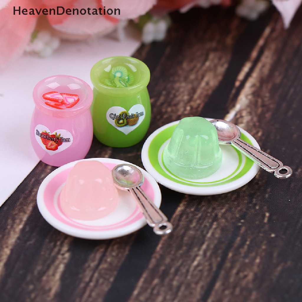 (Heavendenotation) 4pcs / Set Mainan Miniatur Selai / Pudding Skala 1: 12 Untuk Aksesoris Rumah Boneka 1 / 6