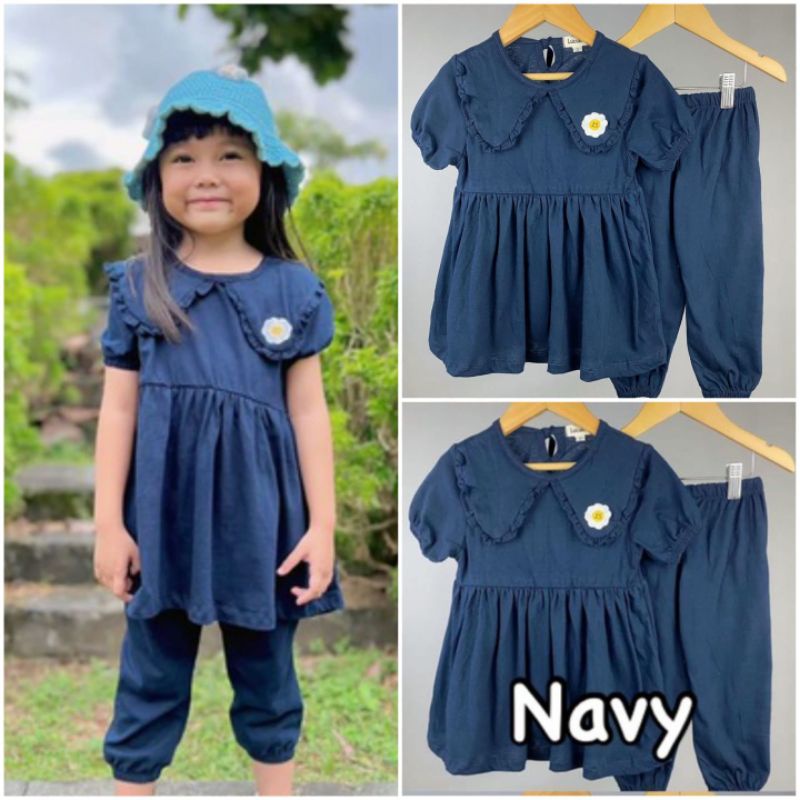 setelan anak DAISY SMILEE NAVY 1-5th / set anak polos setcel