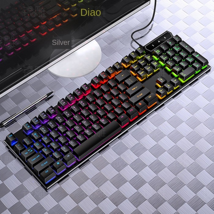 Triple W Keyboard Gaming Mechanical Wired LED RGB Light Panel Komputer