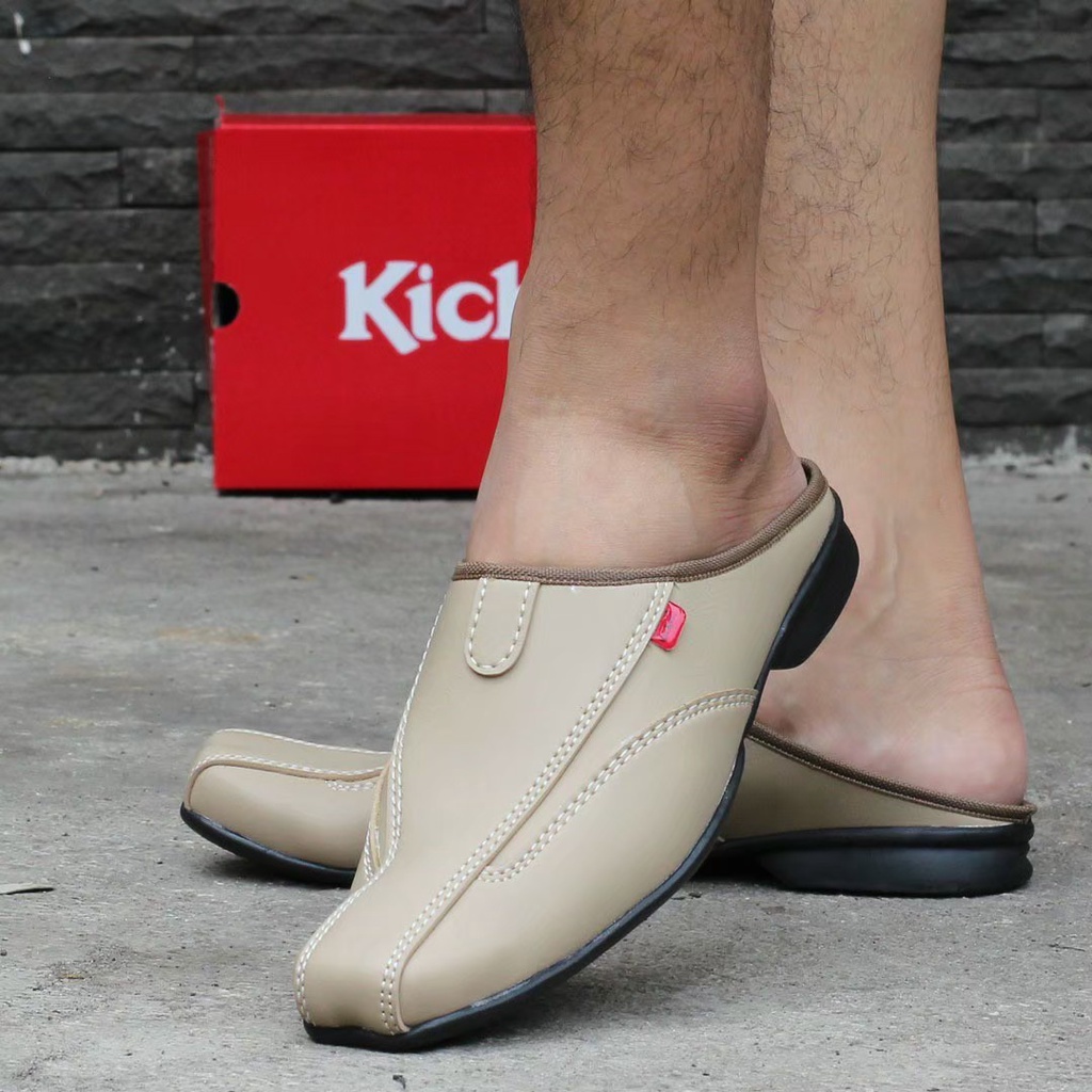 COD - Sepatu Sandal Casual Kulit Asli Bustong Tutong Sendal Slop Original Murah Terbaru Kekinian Sandal Sepatu Formal Kasual Slide Kulit Asli