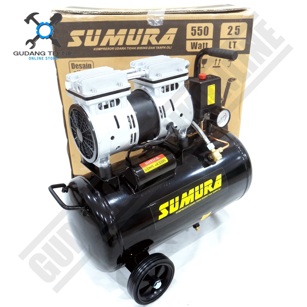 Kompresor Angin Tanpa Oli SUMURA OFS 550-25 25Liter / Portable Air Compressor Oilless SUMURA OFS550-25 3/4Hp 25L