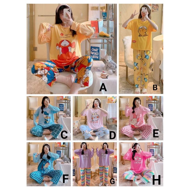 Piyama Dewasa import Set 2in1 (baju, celana) / baju tidur wanita dewasa