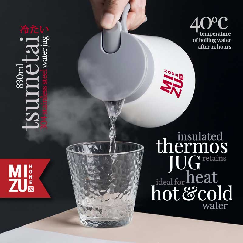 MIZU TSUMETAI 830ml 304 Stainless Steel Thermos Water Jug Teko Termos Stenles Air Panas Dingin-3