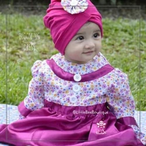 Baru Blooming dress - Dress Pesta balita - Dress Muslim Balita + Turban