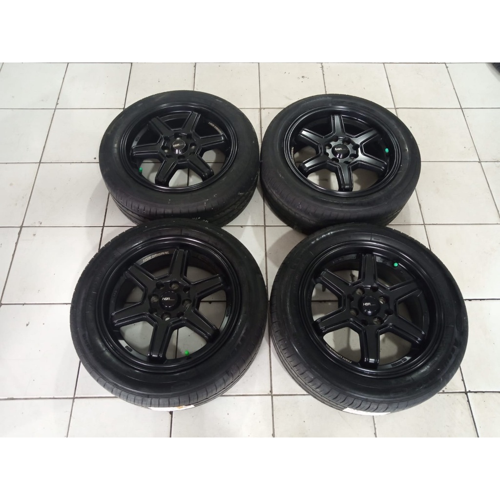 Velg Mobil Bekas Pelek HSR MINAS Ring 15 Lebar 6,5 Lubang 4X100 4X114,3 + Ban Good Year 185 55 R15 C