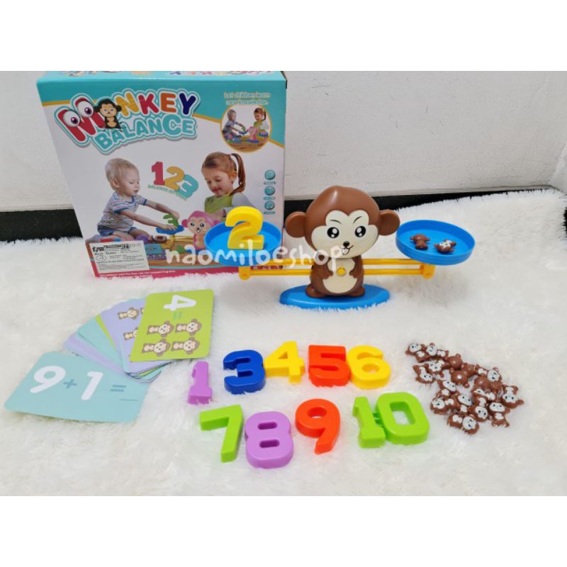 Mainan edukasi matematika timbangan anak Mainan Monkey Balance Math Toy Belajar berhitung Matematika