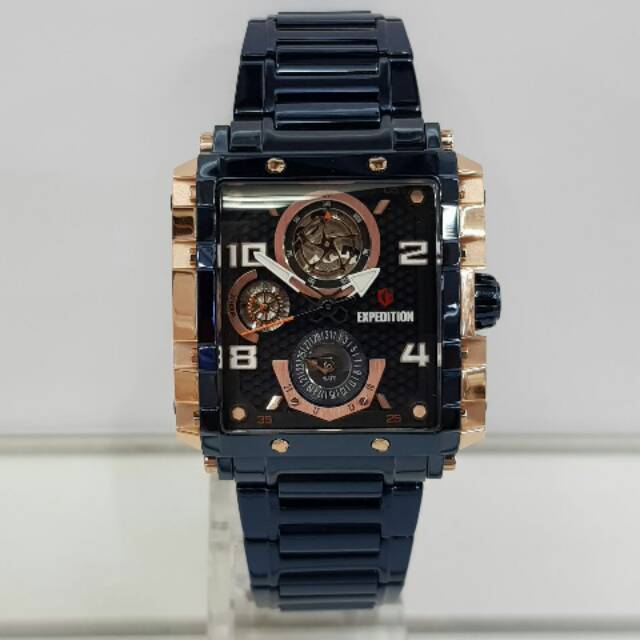 Jam tangan expedition e6757 rantai wanita biru Rose gold
