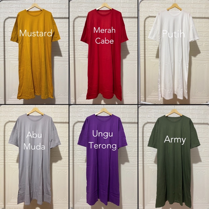 MENDY DRESS BASIC OVERSIZED PANJANG LONG KAOS DRESS TSHIRT POLOS KATUN KAOS TUNIK SIMPLE KOREAN