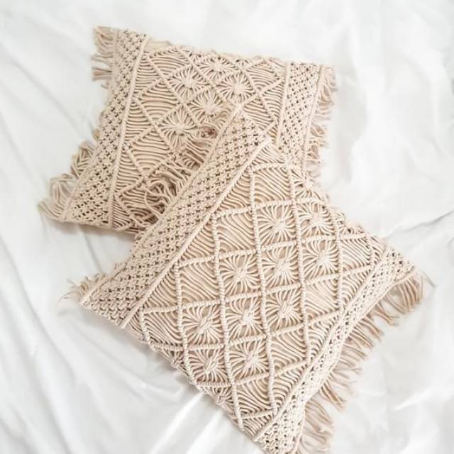 [ready Stock] Sarung Bantal Macrame Motif 40x40