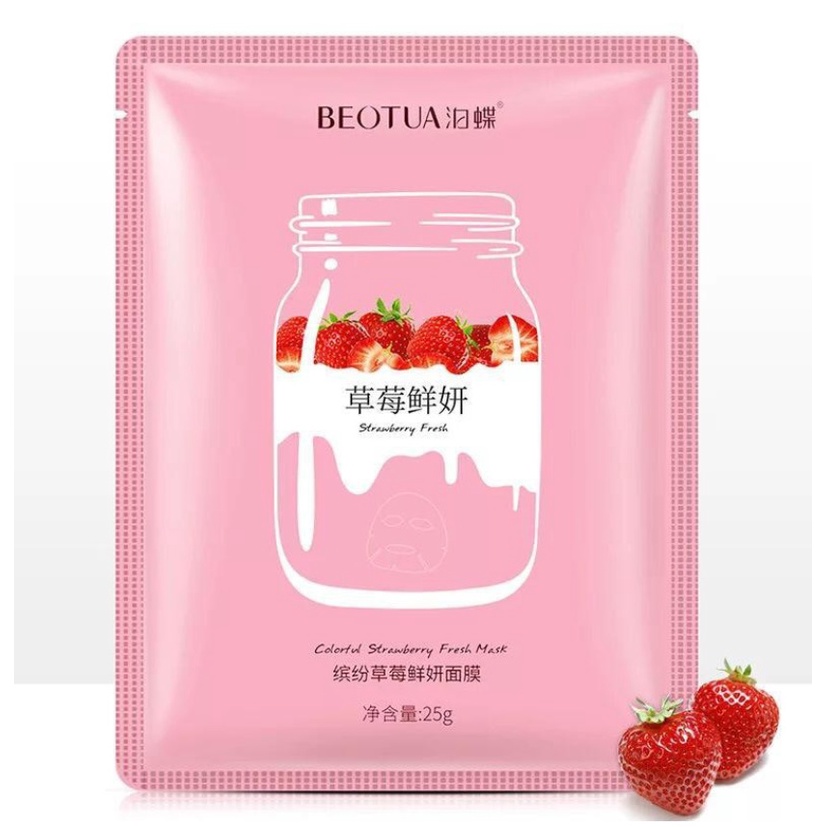 10 Pcs RANDOM Masker Wajah Beotua Yogurt Sheet Mask / Masker Muka Beotua Facial Sheet Mask Masker Wajah Organik Pemutih dan Glowing / Masker Organik Anti Komedo dan Jerawat / Masker Wajah Korea Murah Pria Wanita