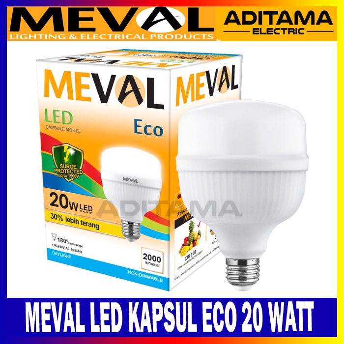 MEVAL LED KAPSUL ECO 20W WHITE/ LAMPU LED MEVAL KAPSUL ECO 20 WATT