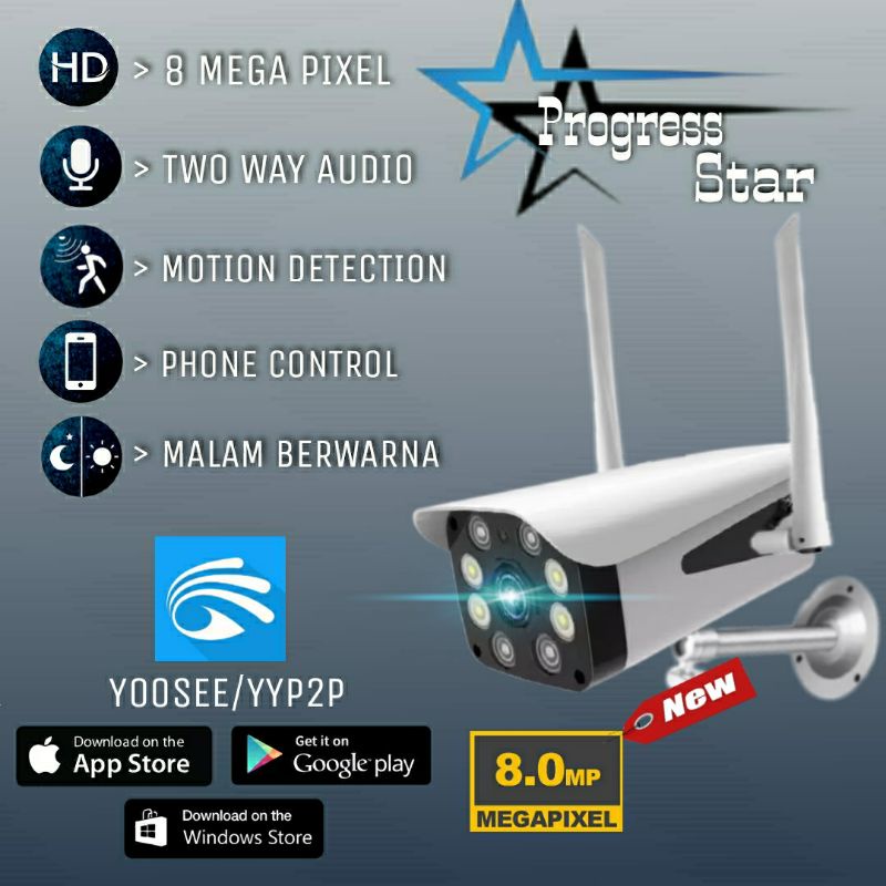 IP Camera CCTV Outdoor YOOSEE Wireless Wifi praktis Online Lensa 8 MP