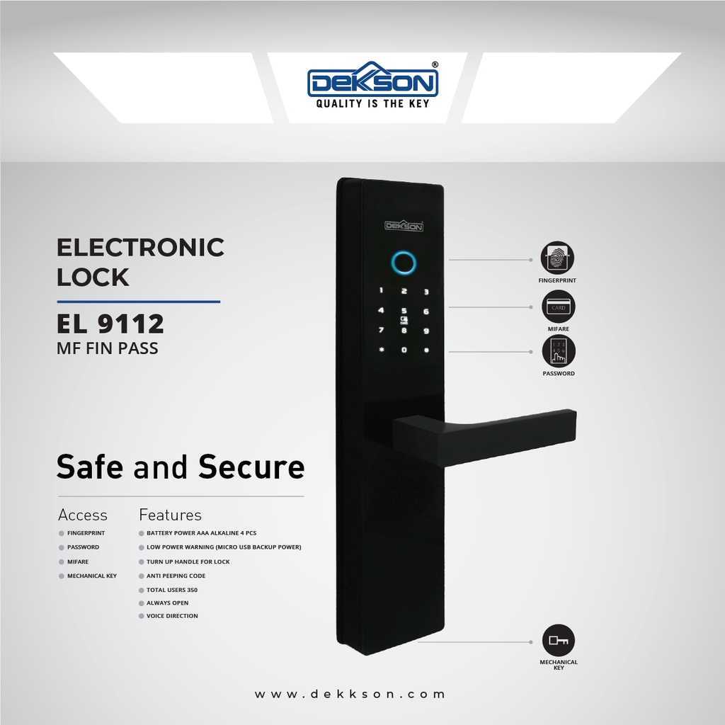 Jual Electronic Lock Dekkson ELC 9112 MF FIN PASS Shopee Indonesia