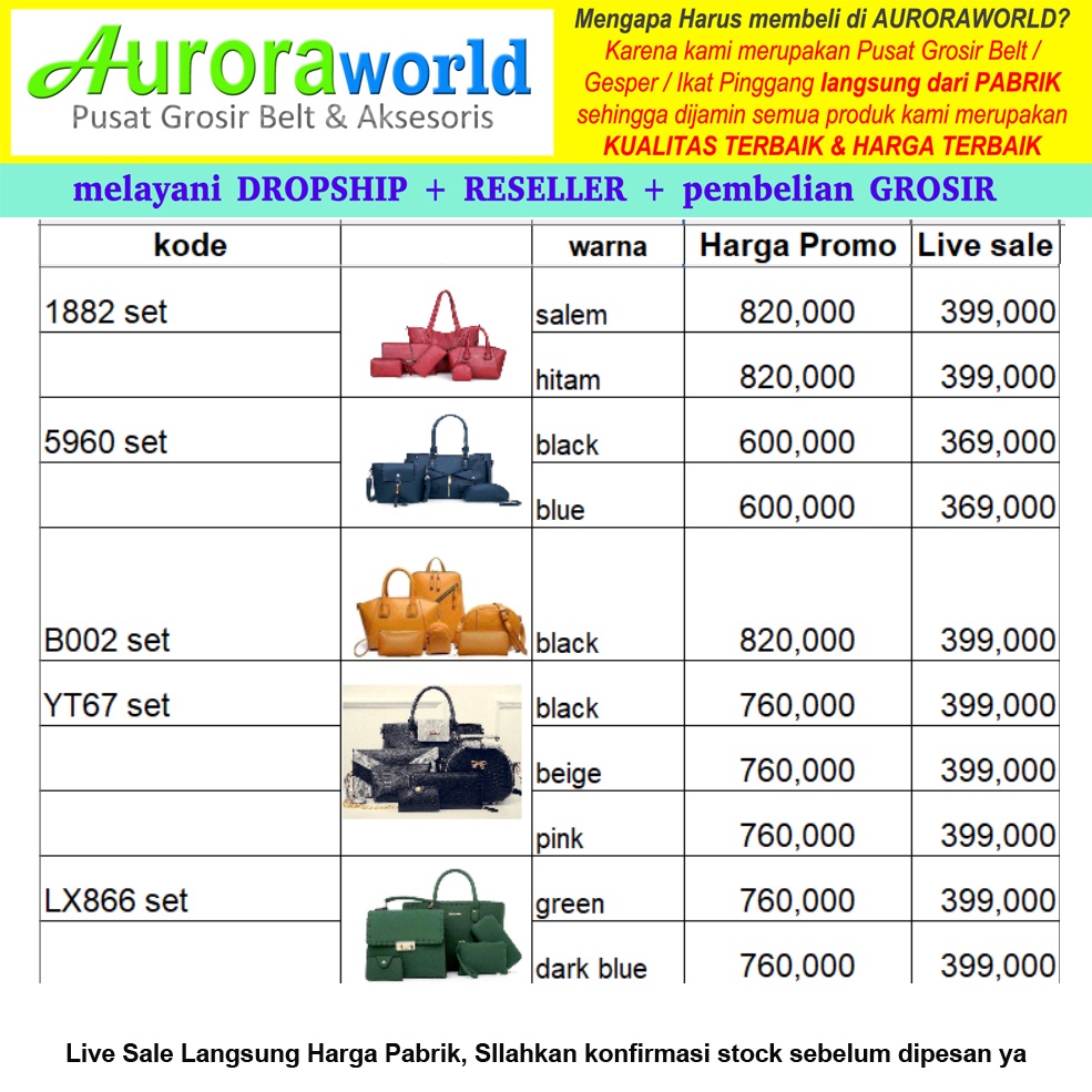 LIVE SALE AURORAWORLD BARANG BERKUALITAS HARGA TERJANGKAU SEMUA PASTI DISCOUNT, DIJAMIN PALING MURAH