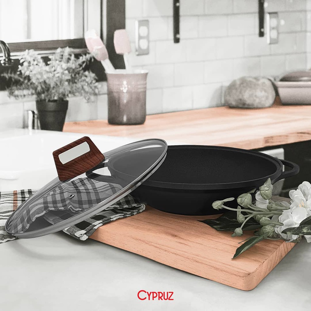 Cypruz Die Cast Marble Wok Anti Gores dan Anti Lengket