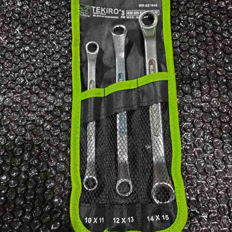 TEKIRO Kunci Ring Set 3 Pcs Kunci Ring Ring Set 3Pcs ( 10x11) (12x13) (14x15) mm Box Ended Wrench Spanner Metric Set 10-15 m