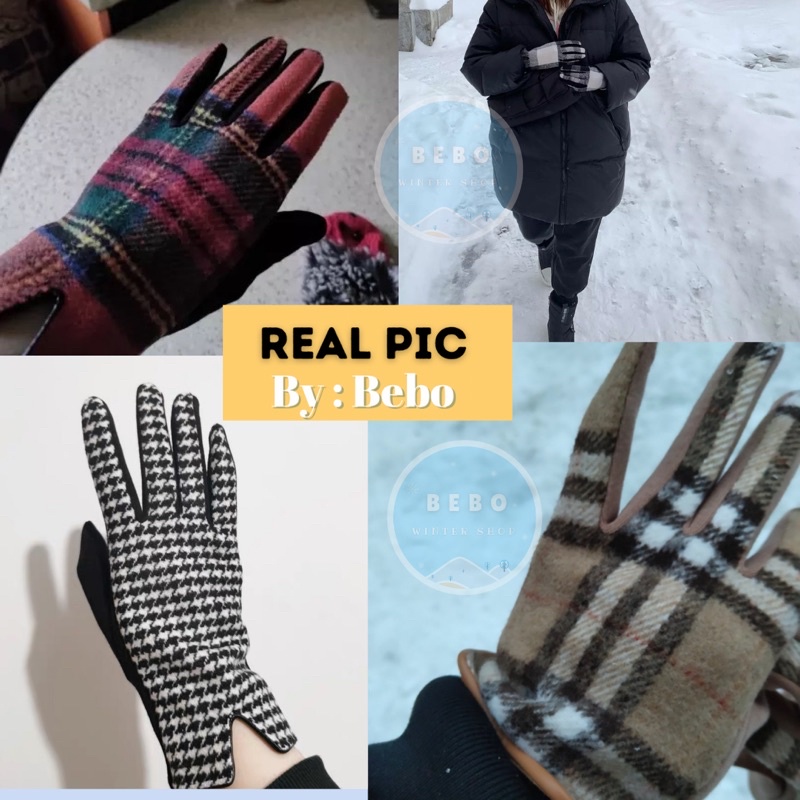 Sarung tangan Wanita Hangat Touch Screen Plaid Pattern Women Gloves