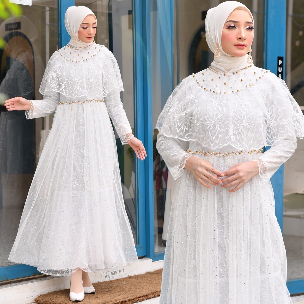 Gamis tille pesta arabela | Gamis brukat jumbo | Gamis maxi dress brokat modern Size M L XL XXL