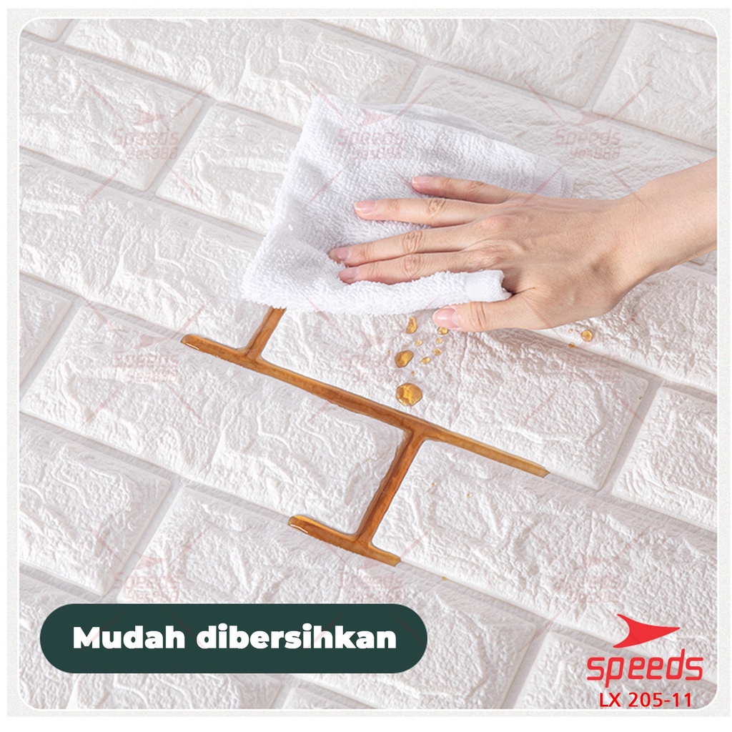 SPEEDS Wallpaper Dinding Roll Walpaper Dinding Foam PE Foam 3d Motif Bata Murah 205-11-4