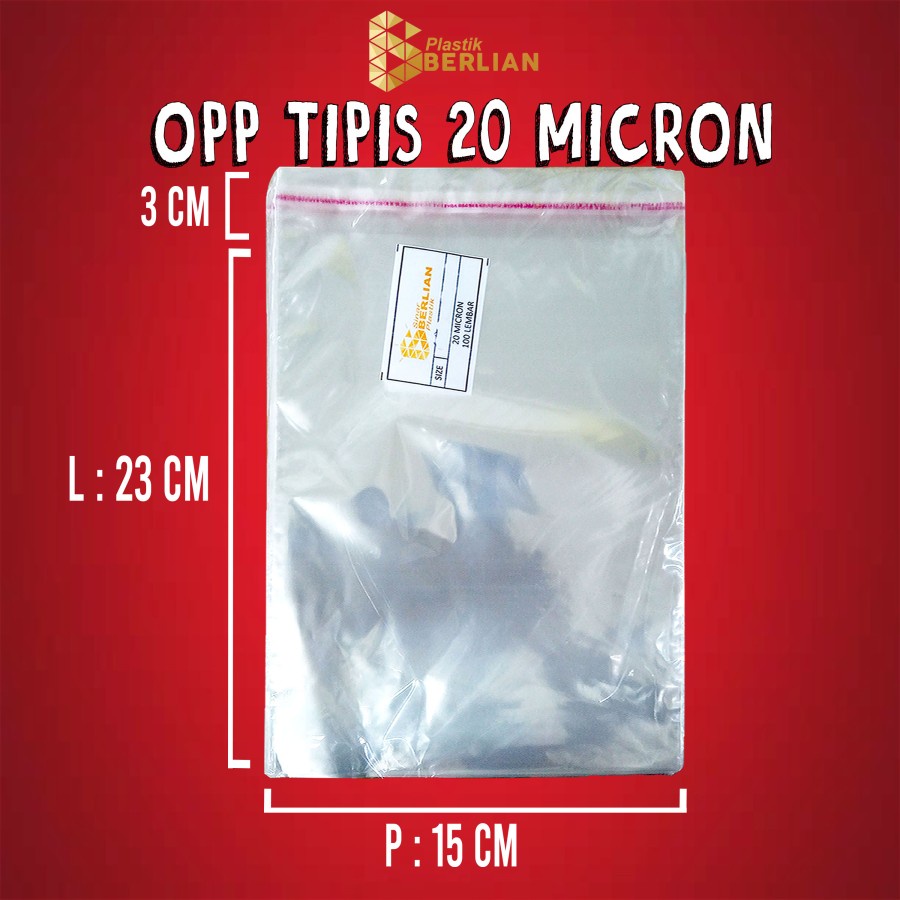

15 x 23 cm Plastik OPP TIPIS (100 lbr) (lem/seal)