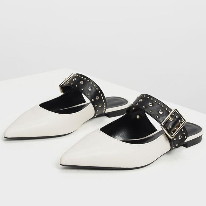 SEPATU CK CNK C&K FLAT STUDDED BUCKLE MULES ZR-202
