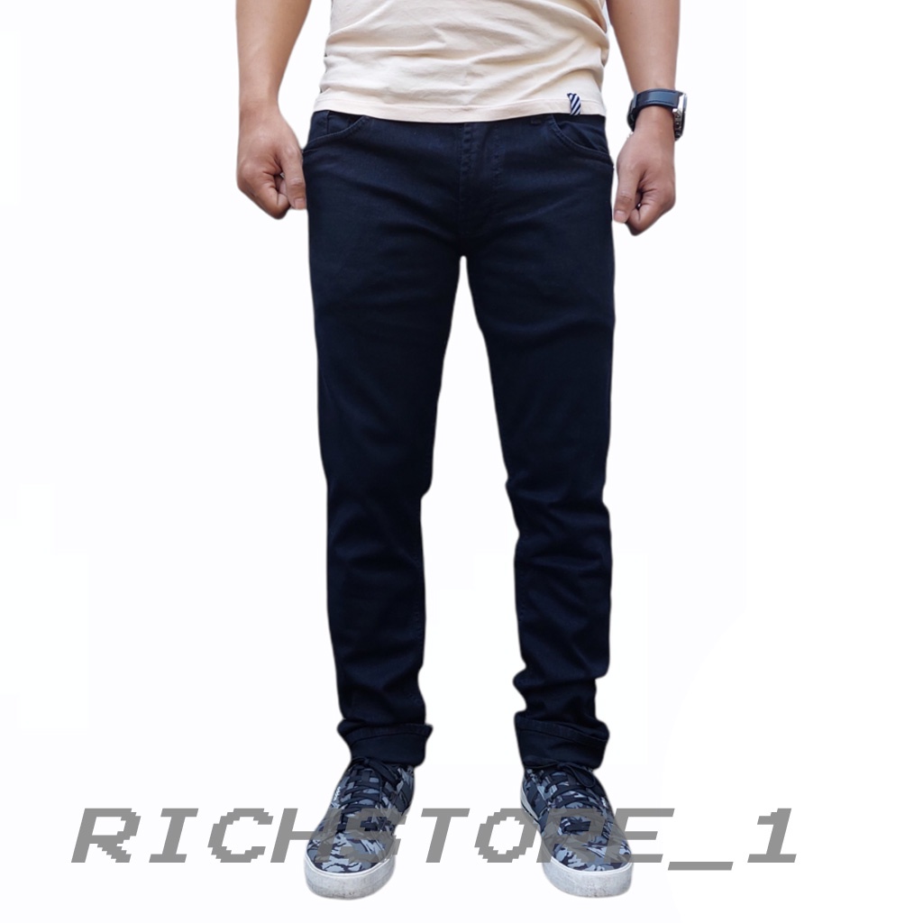 Celana Jeans Pria Celana Jeans Slimfit Celana Panjang Jeans RICH Bahan Soft Jeans Bluewash Jeans jumbo Bige Size