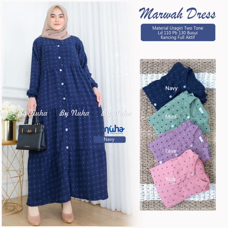 Marwah Dress By Nuha Hijab Uragiri Two Tone Dress Motif Love
