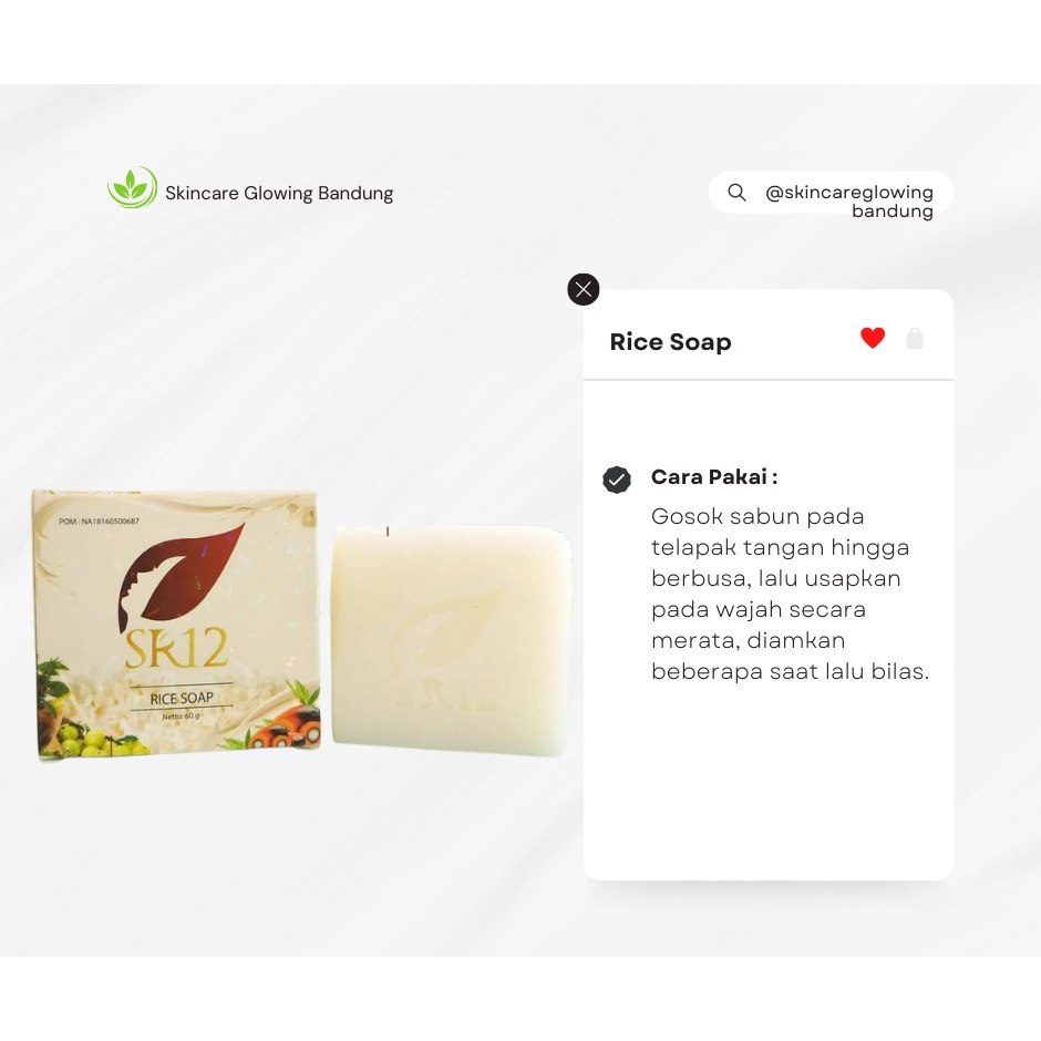 Rice Soap SR12 Sabun Beras Face Wash Sabun Pencerah Alami Saber