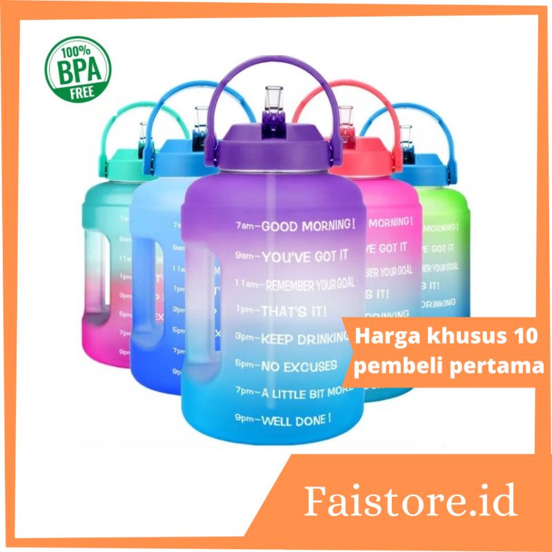 [ORIGINAL] QuiFit botol minum motivasi 2, 5 Liter bpa free