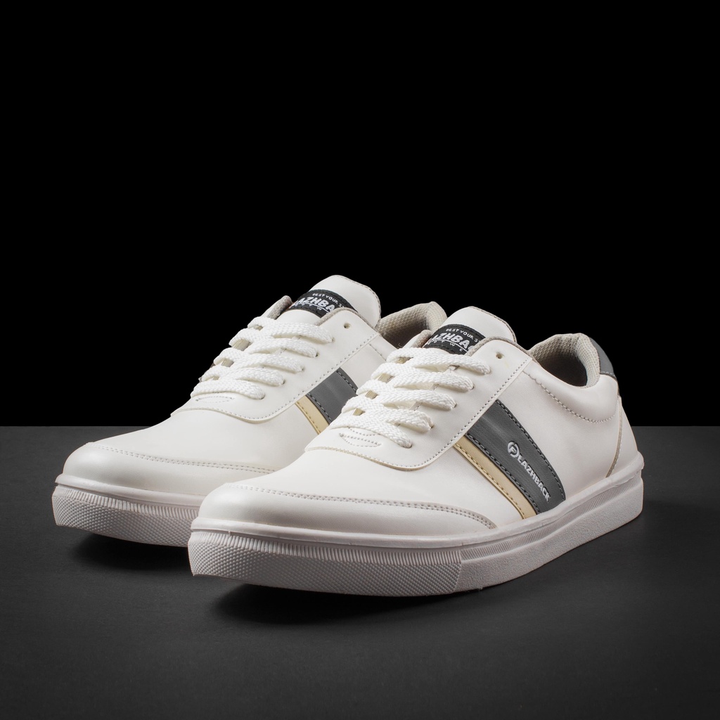 FLAZHBACK WHITE GREY - Sepatu Sneakers Pria Casual Original - Snekers Pria