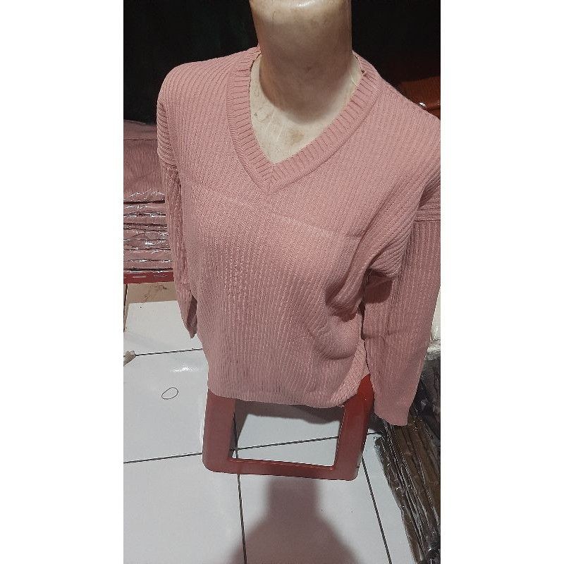 NIBRE SWEATER RAJUT / RAJUT BOXY V VIONA OVERSIZE