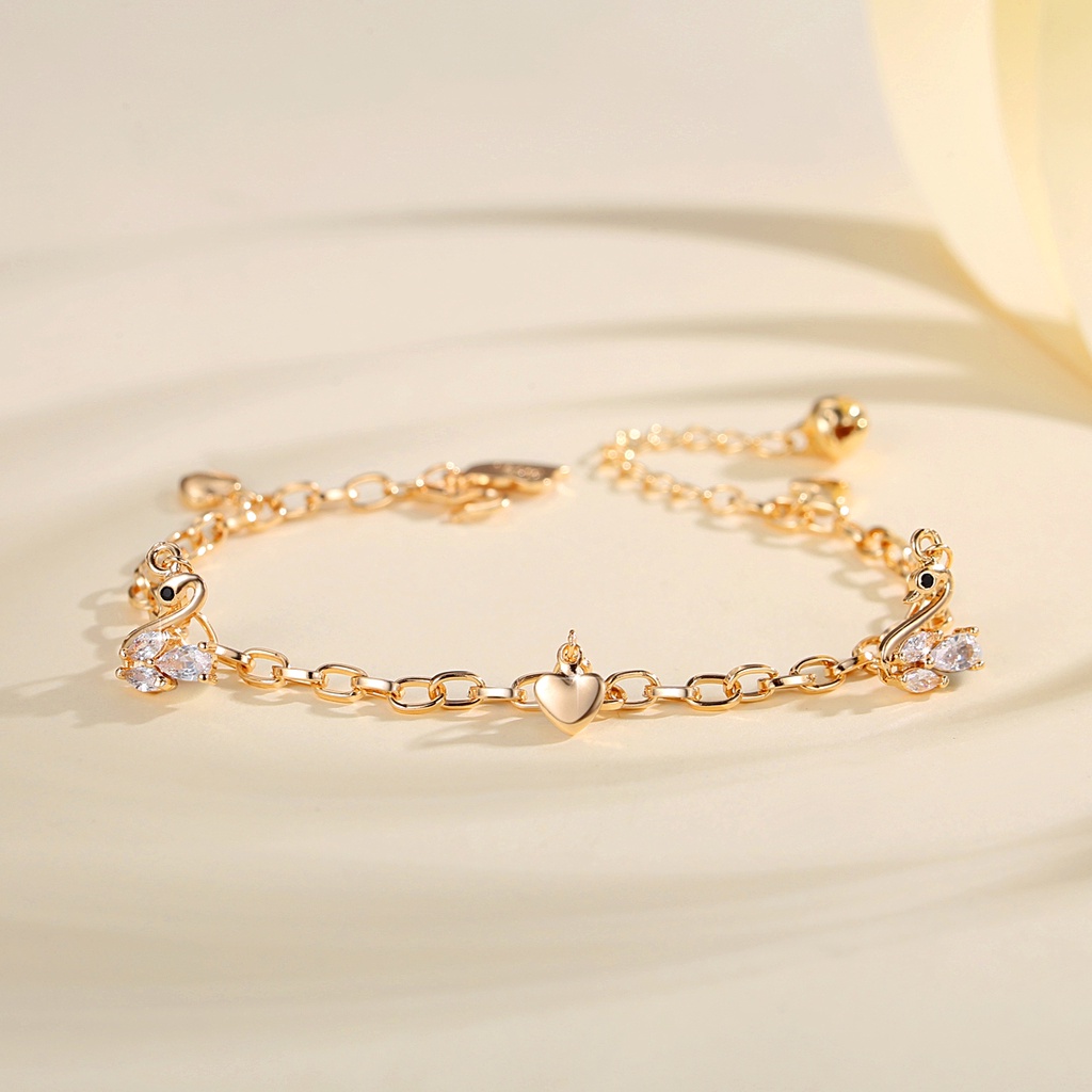 Y571 [COD✔]Gelang Fashion Swan Gelang Zirkon Berlapis Emas Untuk Anak Perempuan Dan Wanita