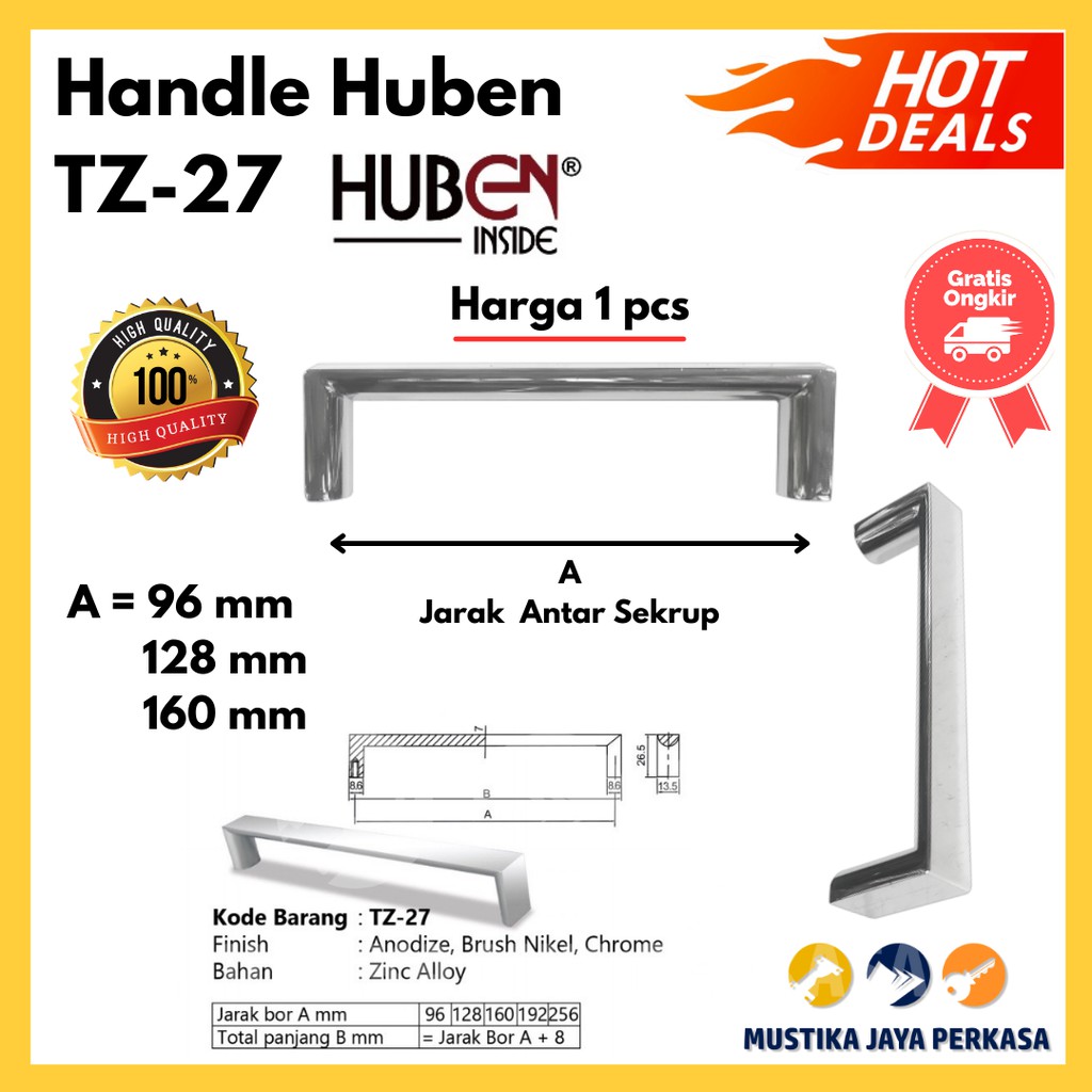 Handle Lemari Pegangan Laci HUBEN TZ-27 Murah Awet