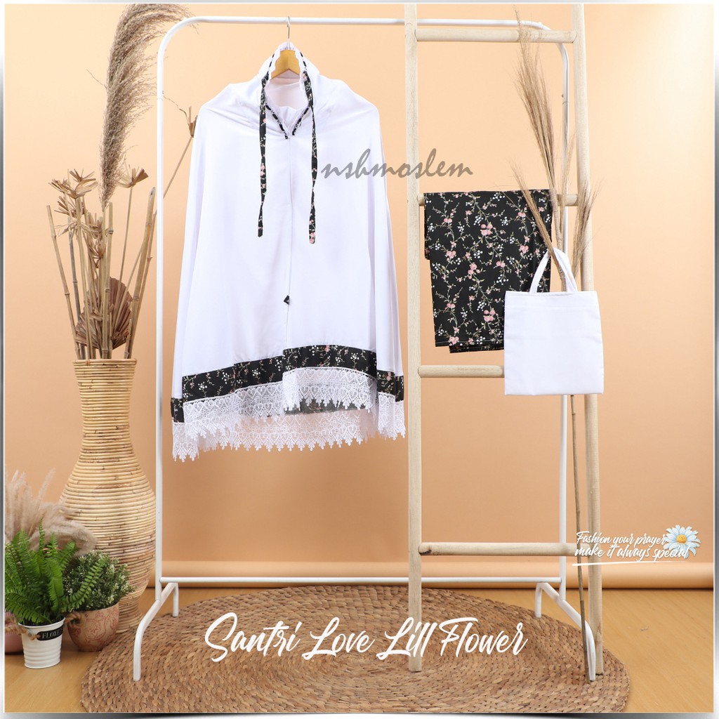 [𝓷𝓼𝓱] Mukena Anak Katun Jepang Santri Renda Love (Muat Hingga Ukuran Tanggung)-Lill Flower