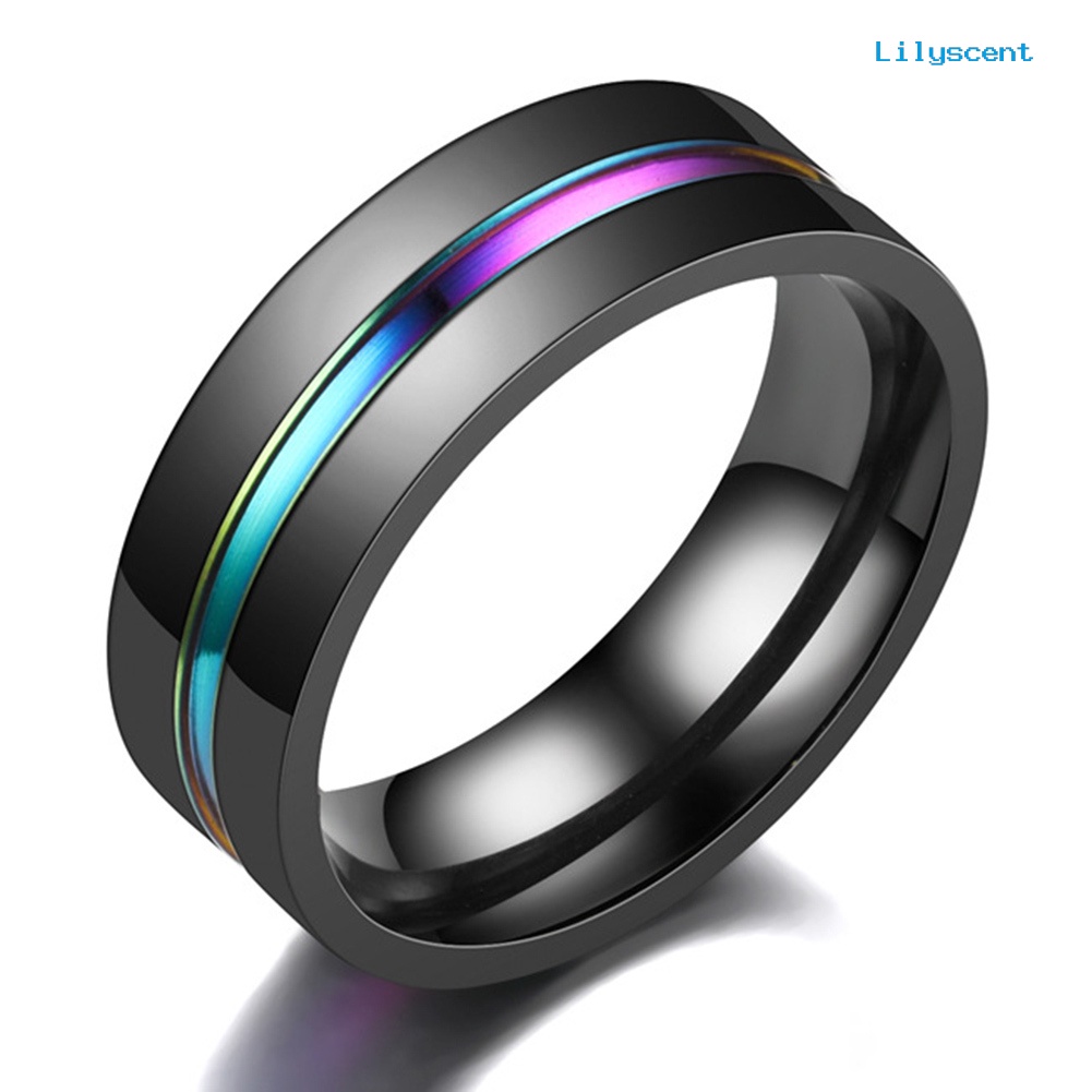 Lilyscent Fashion Unisex Dual Color Thin Multicolor Line-Inside Band Finger Ring Jewelry