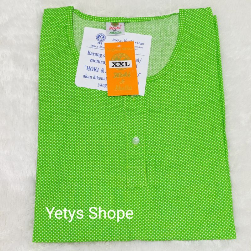 Hoki&Sheila Jumbo LD120 C3/4 Baju Tidur Piyama Fit XXL [Part 1]-Bintik HS Hijau