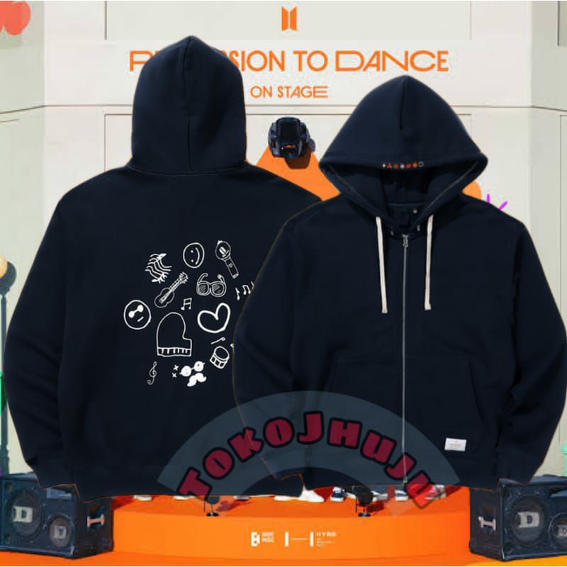 Jaket Hoodie BTS Permission To Dance in seoul LABEL KECIL + Sablon belakang