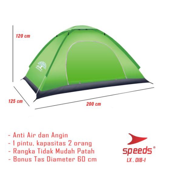 TENDA CAMPING SPEEDS BUKA OTOMATIS 2 METER ANTI AIR LX 018-1