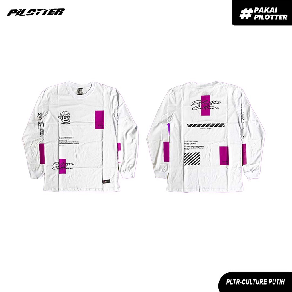 KAOS PILOTTER CULTURE PUTIH PANJANG KAOS PILOTTER COWOK CEWEK