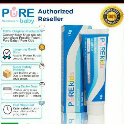 (BPOM) PURE BABY ITCHY CREAM 15G/CREAM UNTUK GATAL-GATAL ANAK