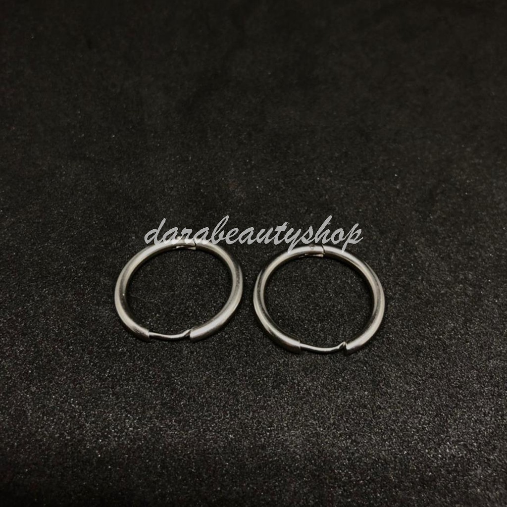 [COD] 1 Pcs Anting Tindik Pria Titanium Model Bulat/Ring Ala Kpop Korean Style Silver