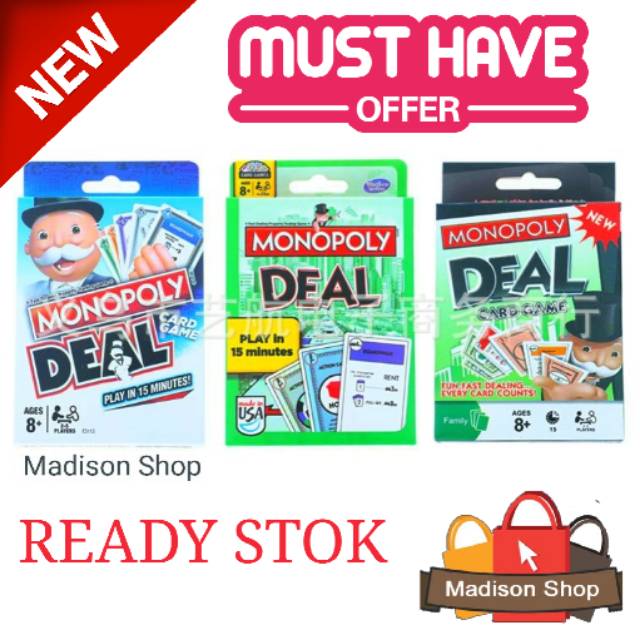 Monopoli Deal Game Card Board Games Monopoly Deal Murah Permainan Kartu Monopoli Grosir