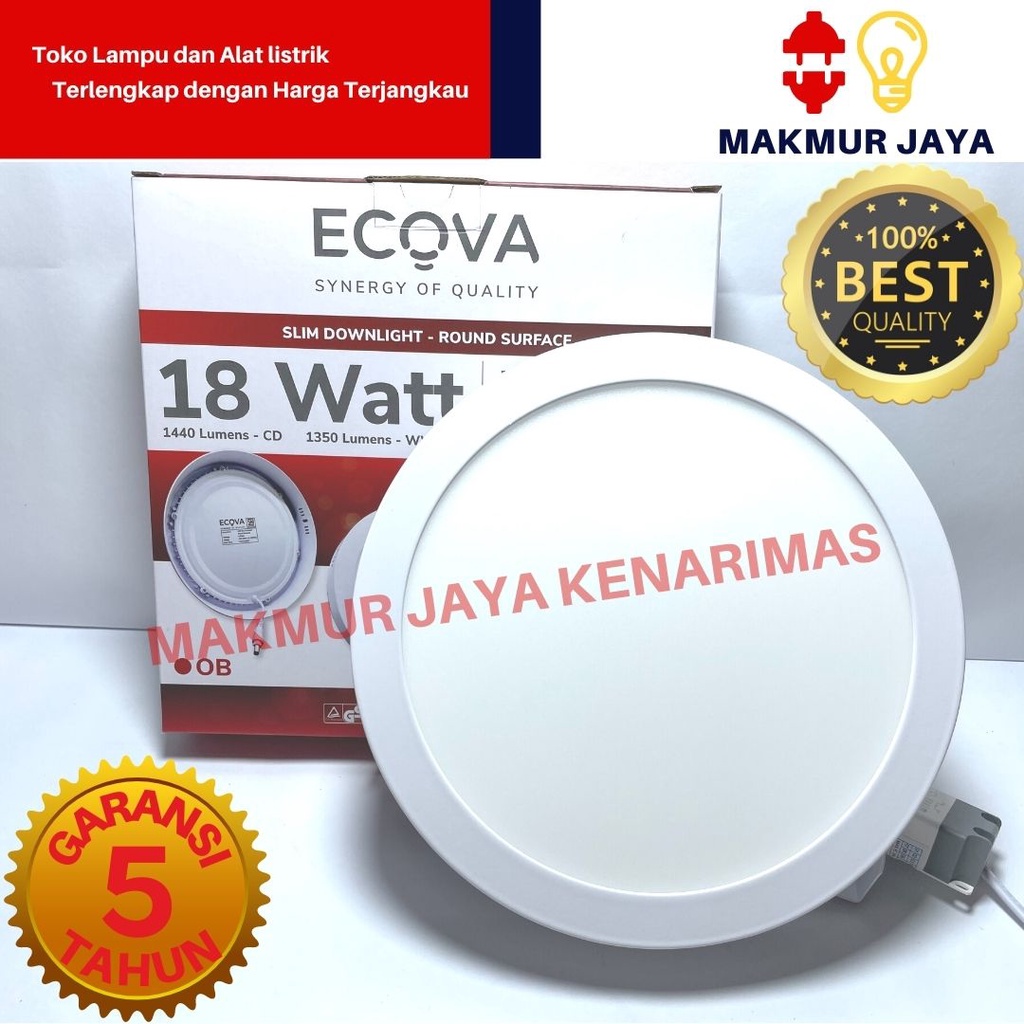LAMPU LED PANEL LIGHT 18W WATT DOWNLIGHT PUTIH INBOW BULAT TIPIS 18W