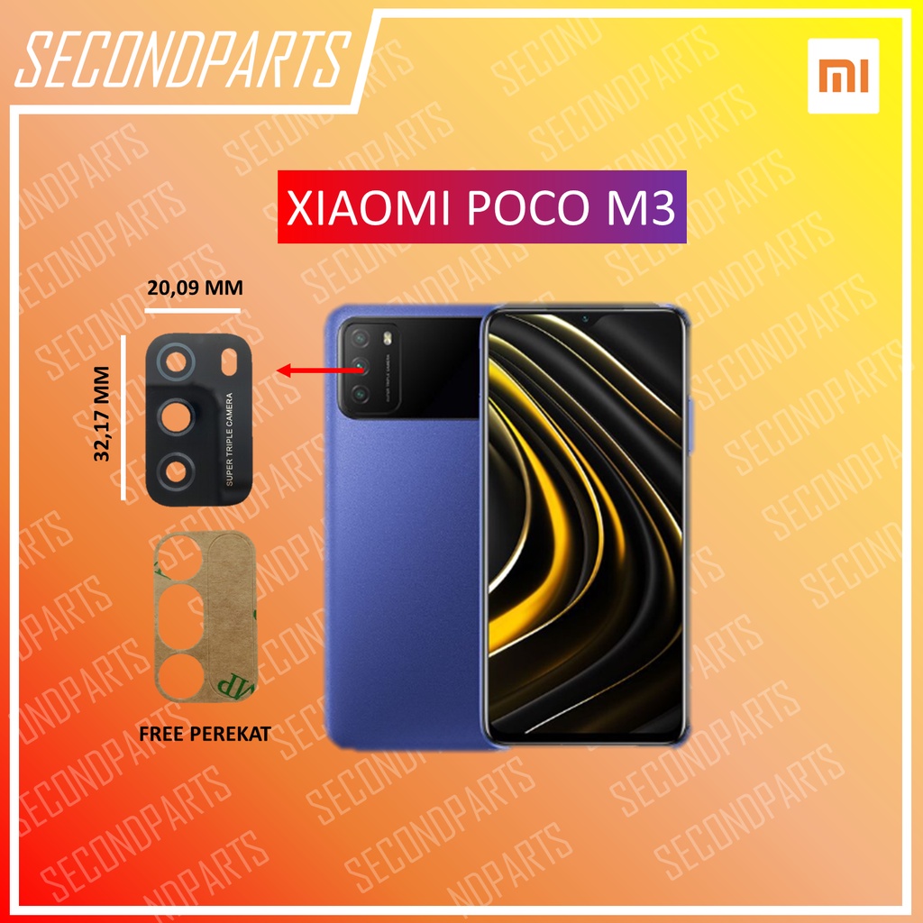 KACA LENSA KAMERA BELAKANG XIAOMI POCO M3 ORIGINAL